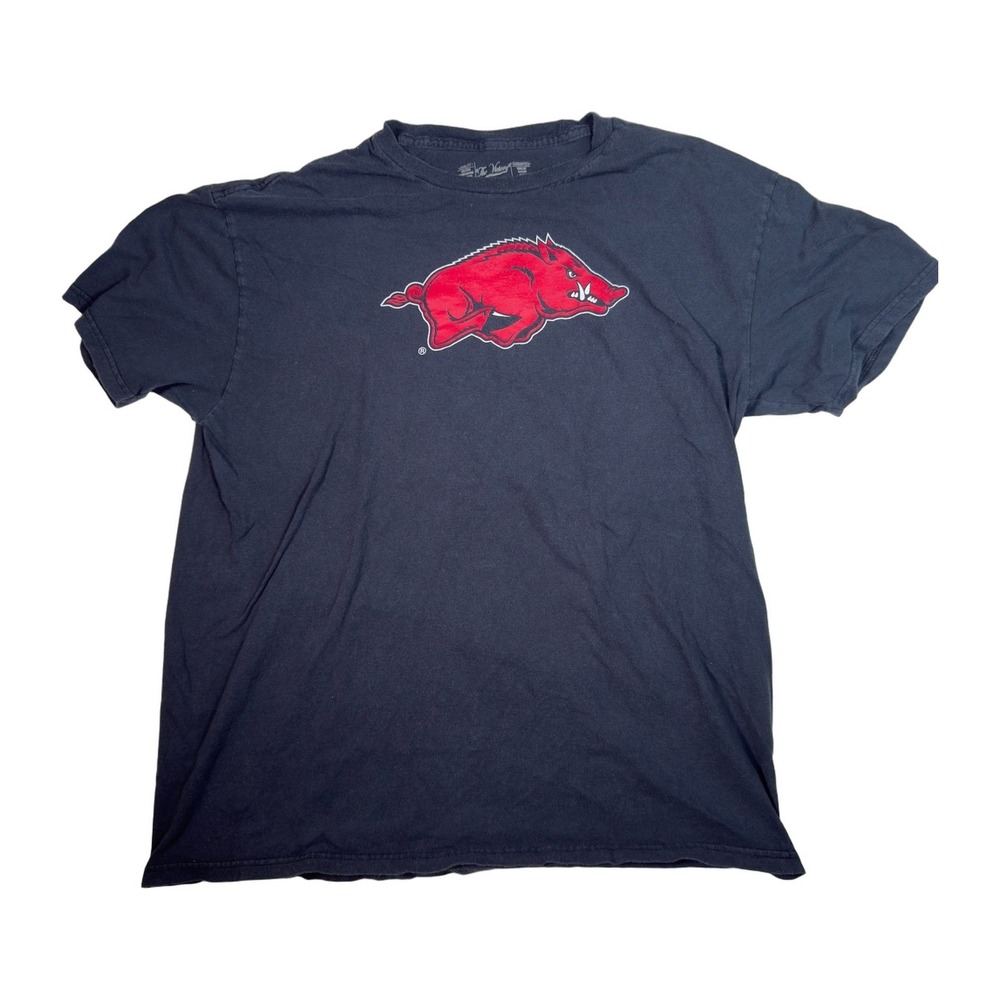 Black Arkansas Razorbacks Big Logo T Shirt Men's X-Large The Victory Cotton